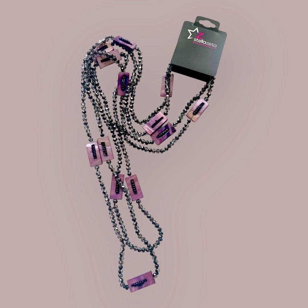 StellaZeta Purple Shell Beaded Necklace - Picture 3 of 4